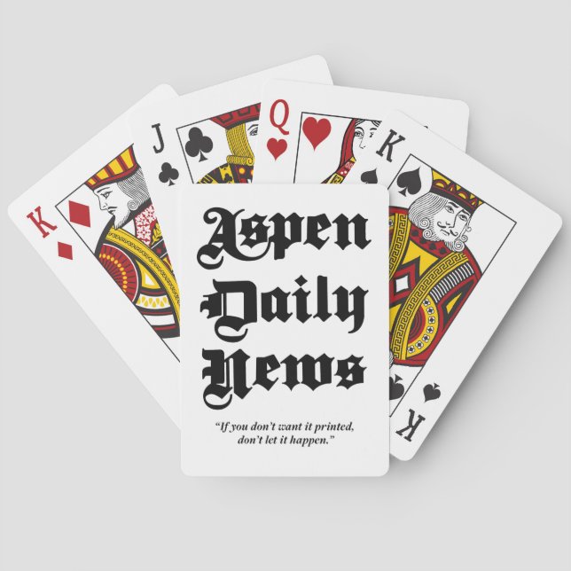 Jeu De Cartes Aspen Daily News Carte de lecture personnalisée (dos)