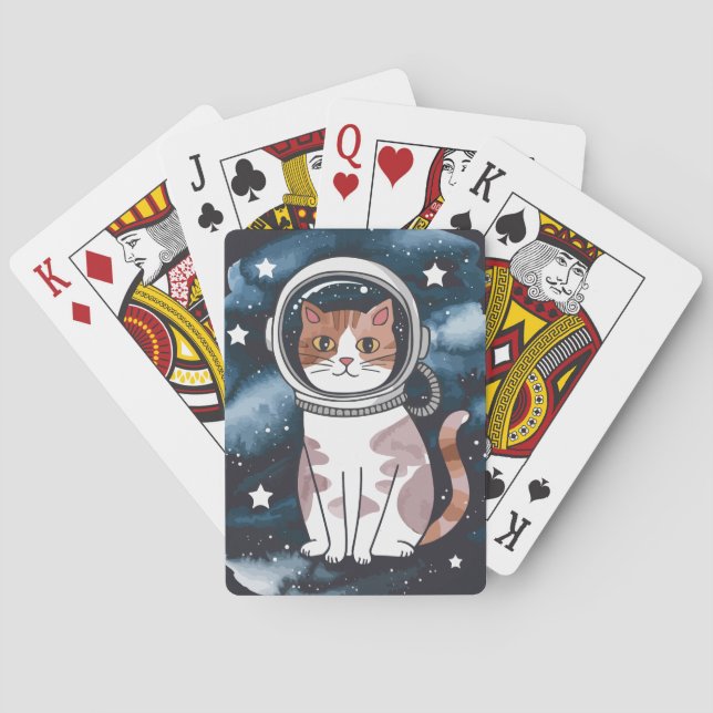 Jeu De Cartes Astronaut à chat spatial mignon (dos)