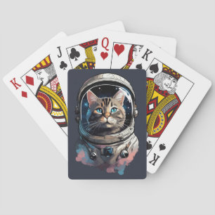 Jeu De Cartes Astronaut Chat Dans L'Espace Aquarelle Art