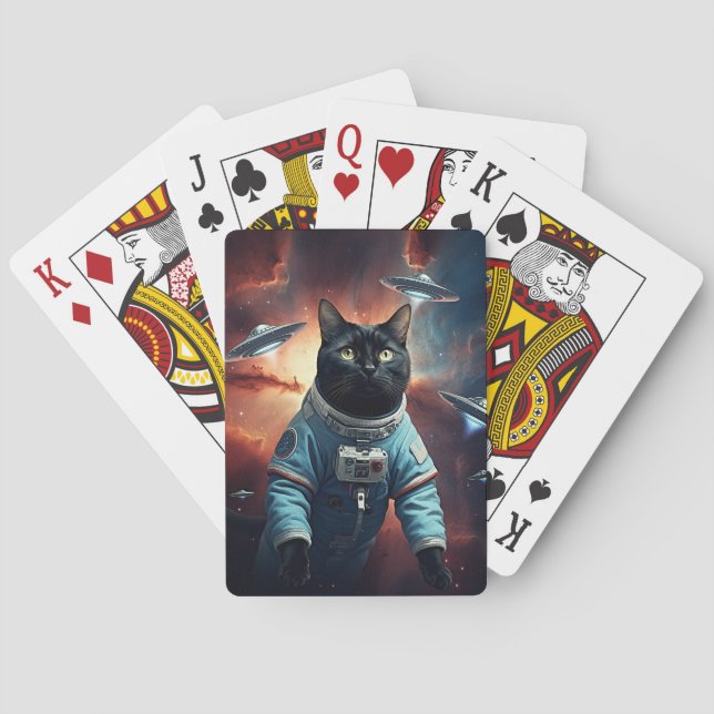 Jeu De Cartes Astronaut de chat galactique (dos)