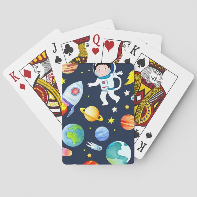 Jeu De Cartes Astronaut in Space Planets and Rockets Pattern (dos)