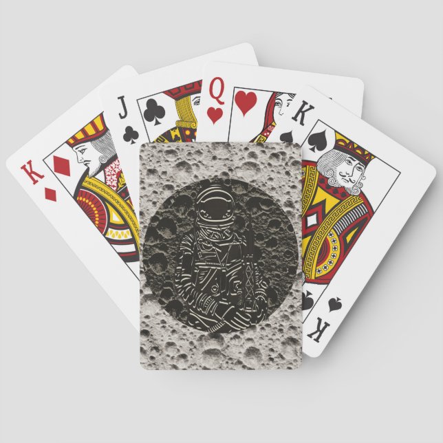 Jeu De Cartes Astronaute sur la Lune Espace Noir & Gris (dos)