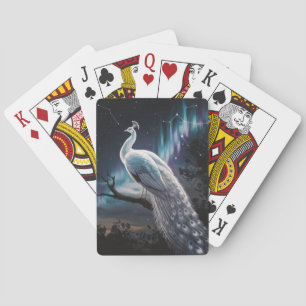 Jeu De Cartes Aurore boréale panoramique de paon blanc magnifiqu