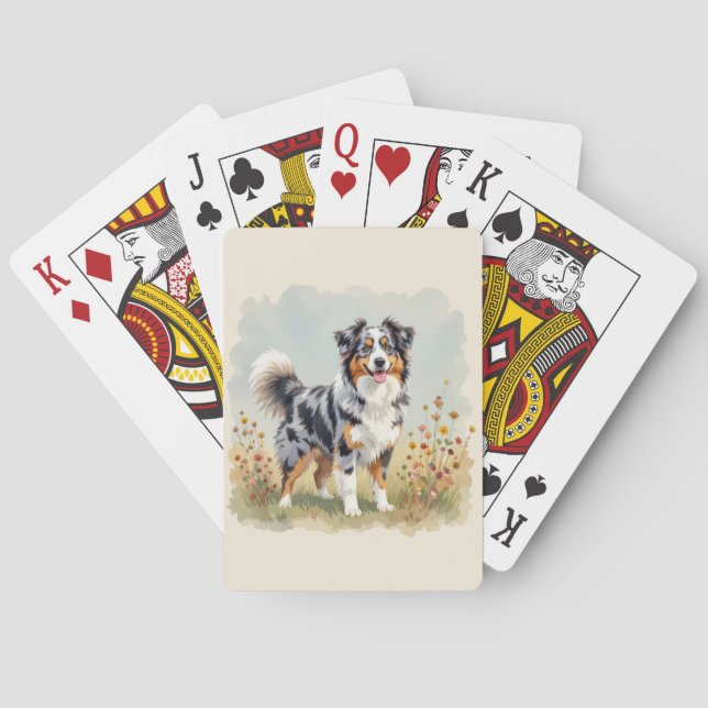 Jeu De Cartes Australian Shepherd Dog Merle Long Tail (dos)