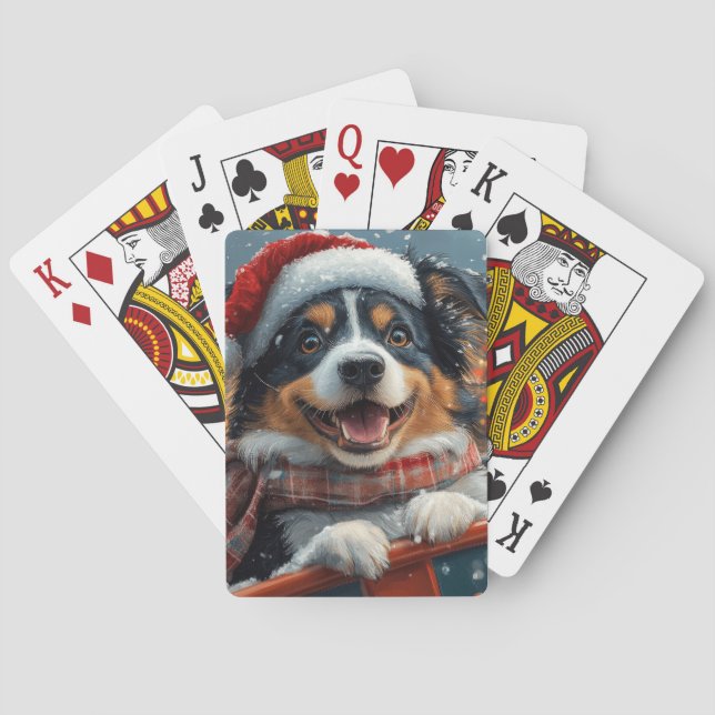 Jeu De Cartes Australie Berger Dog Roller Dessous de verre Noël (dos)