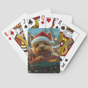 Jeu De Cartes Australie Terrier Dog Roller Dessous de verre Noël