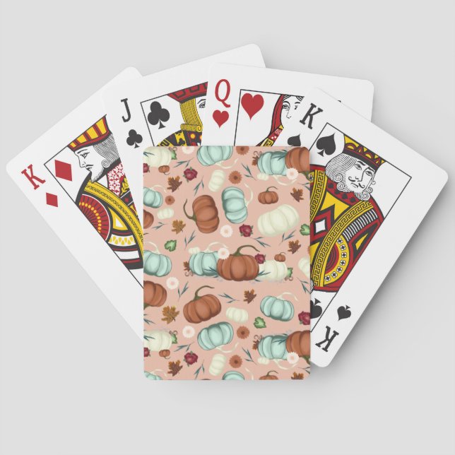 Jeu De Cartes Automne Citrouille Floral (dos)