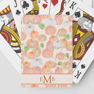 Jeu De Cartes Automne citrouille monogramme personnalisé automne