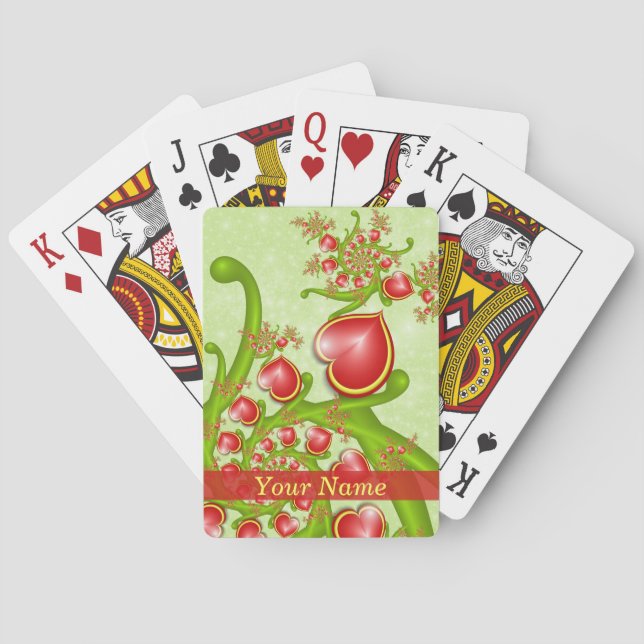 Jeu De Cartes Avec beaucoup d'amour Rouge Jaune Coeurs Fractal A (dos)