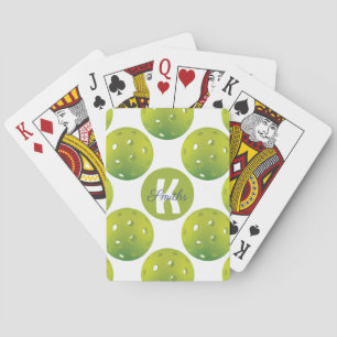 Jeu De Cartes Avec initiale / nom Lime vert pickleballs motif