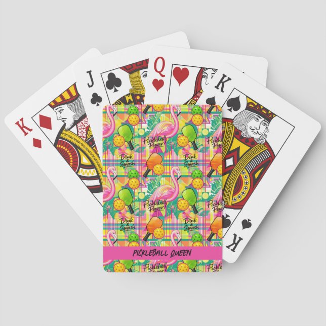 Jeu De Cartes Avec le texte Tropical Flamingo Pickleball  (dos)