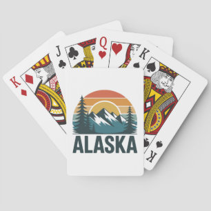 Jeu De Cartes Aventure coucher de soleil rétro en Alaska