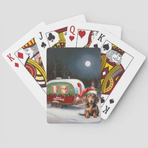 Jeu De Cartes Aventure de Noël de la caravane de Dachshund d'hiv