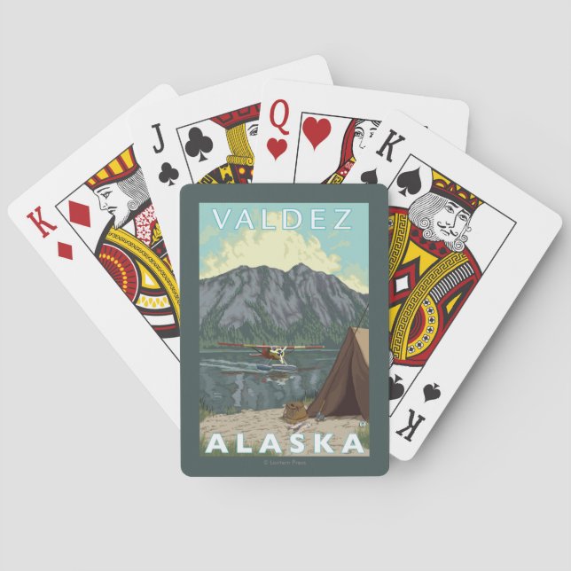 Jeu De Cartes Avion de Bush et pêche - Valdez, Alaska (dos)