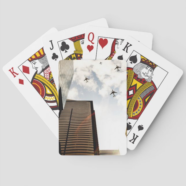 Jeu De Cartes Avions volant au-dessus des bâtiments (dos)