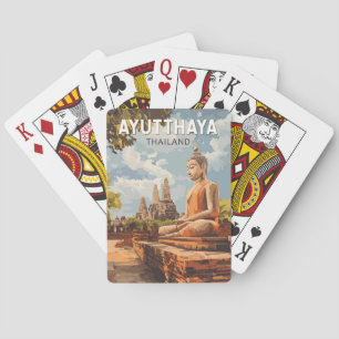 Jeu De Cartes Ayutthaya Thaïlande Travel Art Vintage