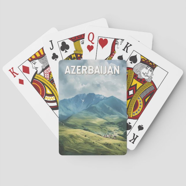 Jeu De Cartes Azerbaïdjan Illustration Voyage Art Vintage (dos)