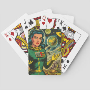 Jeu De Cartes B.D. féminine de science-fiction vintage