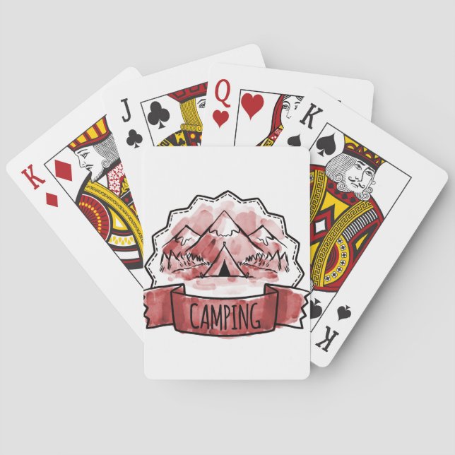 Jeu De Cartes Badge de camping à l'aquarelle (dos)