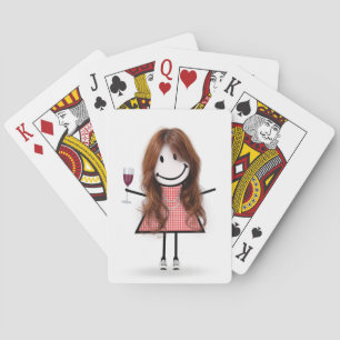 Jeu De Cartes Baguette Figure Girl avec Verre à Vin