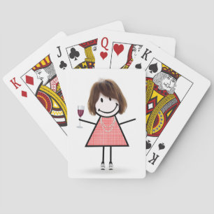 Jeu De Cartes Baguette Figure Girl avec Verre à Vin
