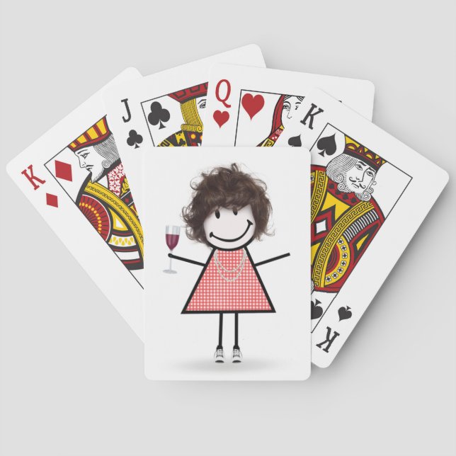 Jeu De Cartes Baguette Figure Girl avec Verre à Vin (dos)