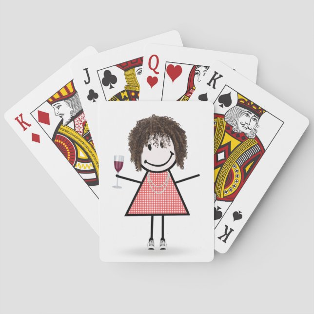 Jeu De Cartes Baguette Figure Girl avec Verre à Vin (dos)