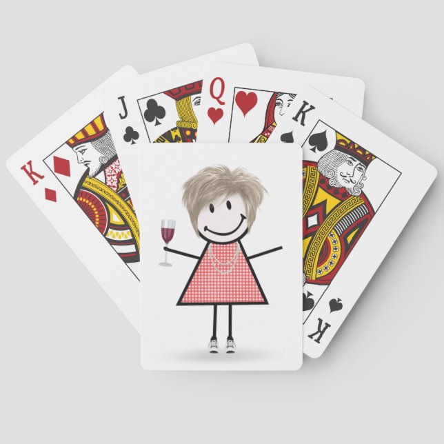 Jeu De Cartes Baguette Figure Girl avec Verre à Vin (dos)