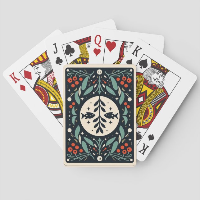 Jeu De Cartes Baies de houx gui Poissons Bordure (dos)