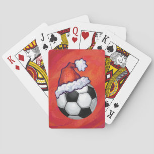 Jeu De Cartes Bal de football de Santa Hat en rouge