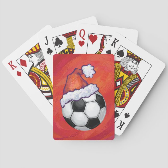 Jeu De Cartes Bal de football de Santa Hat en rouge (dos)