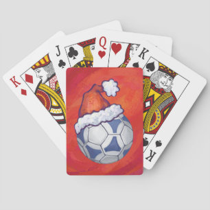 Jeu De Cartes Bal de soccer bleu et blanc sur rouge