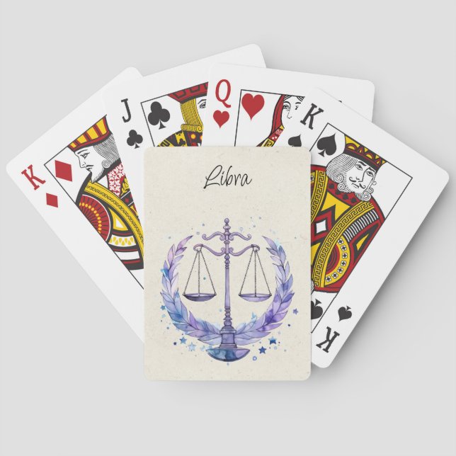 Jeu De Cartes Balance Zodiac Aquarelle (dos)