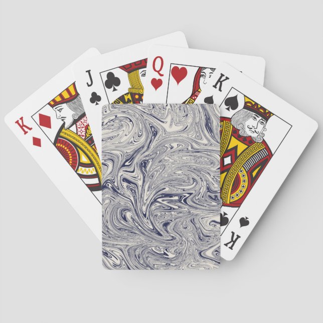 Jeu De Cartes Balayage bleu et Marbre blanc (dos)