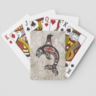 Jeu De Cartes Baleine meurtrière crackée Blue et Black Haida Spi