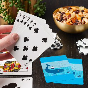 Jeu De Cartes Baleine nautique et voilier mer bleue océan