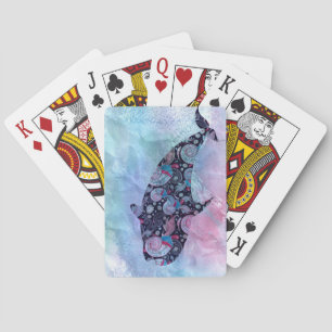 Jeu De Cartes Baleine ornementale en silhouette