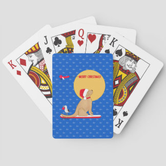 Jeu De Cartes Baleines de jour de plage surfant sur le Père Noël