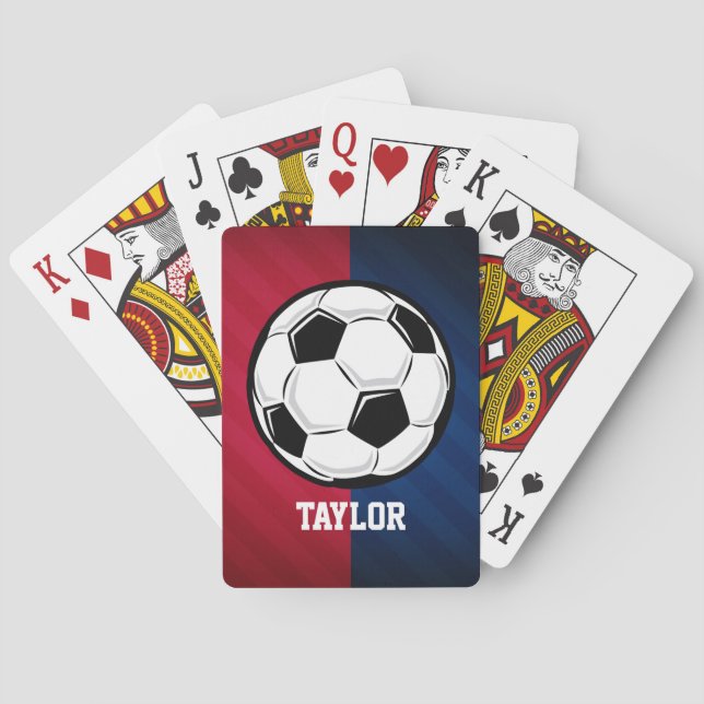 Jeu De Cartes Balle de football ; rouge, blanc et bleu (dos)