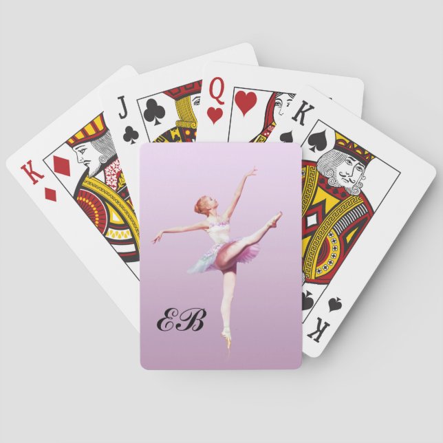 Jeu De Cartes Ballerine en rose et lavande, monogramme (dos)
