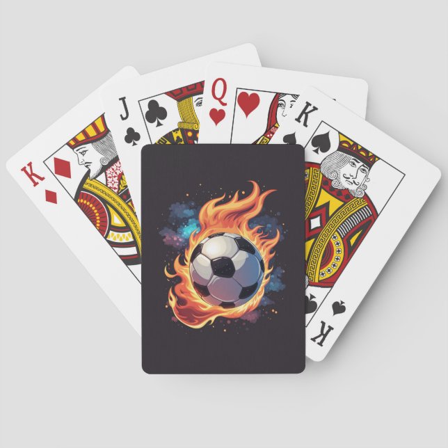 Jeu De Cartes Ballon de football volant avec flammes. (dos)