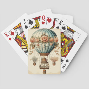 Jeu De Cartes Ballon vintage Steampunk Floral Blue Hot Air