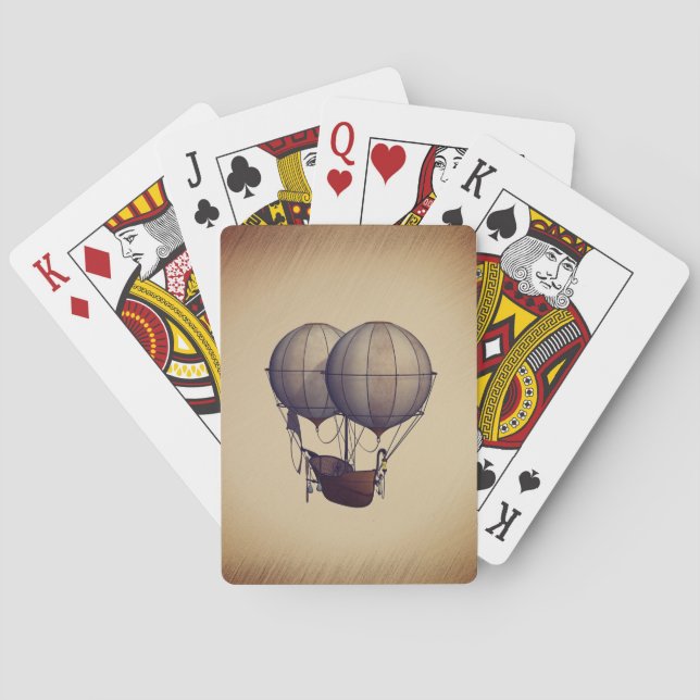 Jeu De Cartes Ballons à air chaud Steampunk avec bateau (dos)