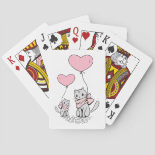 JEU DE CARTES BALLONS COEUR ROSE VALENTINE AVEC CUISINE GRIS