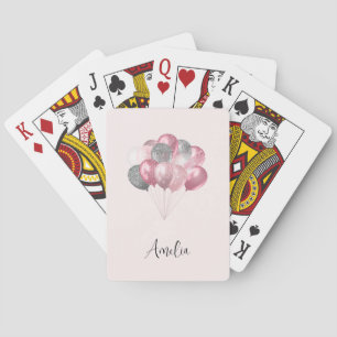 Jeu De Cartes Ballons de parties scintillant rose et argent
