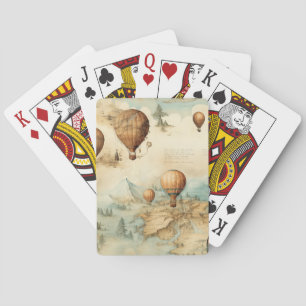 Jeu De Cartes Balloon vintage à air chaud dans un paysage serein