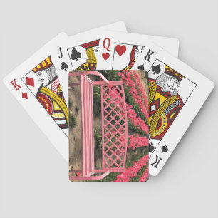 Jeu De Cartes Banc rose avec tulipes roses