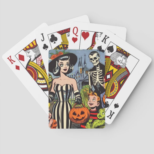 Jeu De Cartes Bande dessinée d'Halloween vintage (dos)