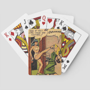 Jeu De Cartes Bande dessinée vintage "Cat Fight" Jouer sur le po