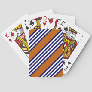 Jeu De Cartes Bandes bleu marine et blanc avec orange brûlé